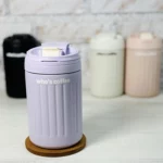 تراول ماگ دو حالته راه راه دارای درب آسان نوش و نی دار - Image 2